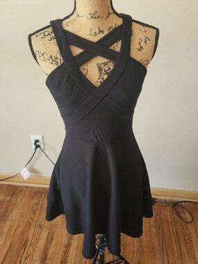 Emerald Sundae Black Halter Skater Dress Size 5 Goth Lite Dark Coquette